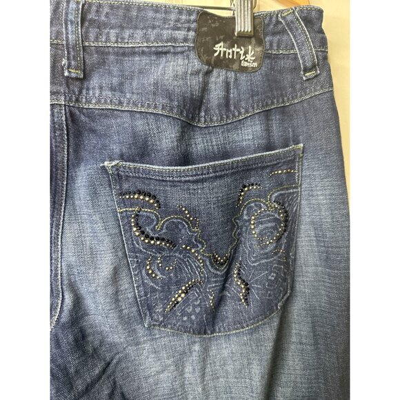 Antik Jeans Size 38 Denim Straight Leg Jeans Mid Rise Embellished Pockets Mens - Picture 9 of 9
